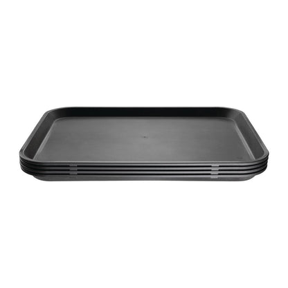 Olympia Kristallon Polypropylene Rectangular Non-Slip Tray Black 410mm (Size: 410(W)x305(W)x20(H)mm | Sold individually) • PAS-GM238