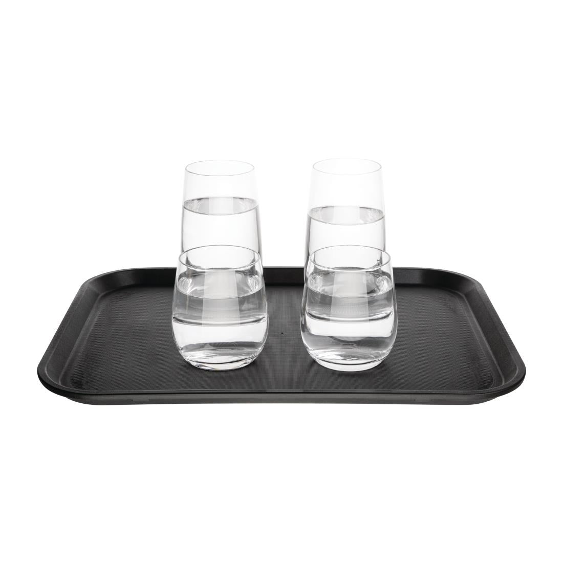 Olympia Kristallon Polypropylene Rectangular Non-Slip Tray Black 410mm (Size: 410(W)x305(W)x20(H)mm | Sold individually) • PAS-GM238