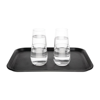 Olympia Kristallon Polypropylene Rectangular Non-Slip Tray Black 410mm (Size: 410(W)x305(W)x20(H)mm | Sold individually) • PAS-GM238