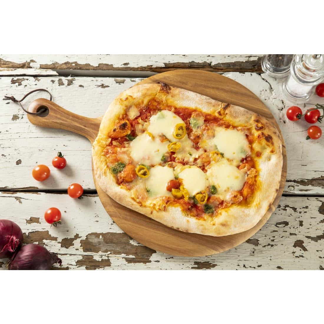 Olympia Acacia Handled Wooden Board Round 330mm • PAS-GM308
