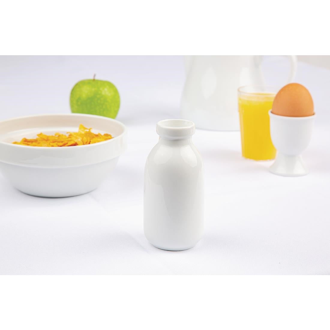 Olympia Whiteware White Mini Milk Bottle - 145ml 4.9fl oz (12 Pack) • PAS-GM368