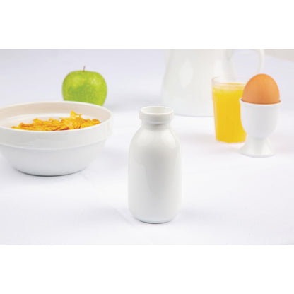 Olympia Whiteware White Mini Milk Bottle - 145ml 4.9fl oz (12 Pack) • PAS-GM368