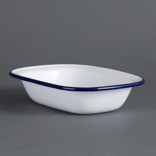Olympia Enamel Rectangular Pie Dish 180mm (6 Pack) (40(H)x180(W)x130(D)mm) • PAS-GM511
