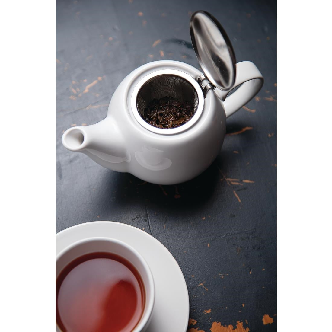 Olympia Cafe Teapot White - 510ml 17.2fl oz • PAS-GM593