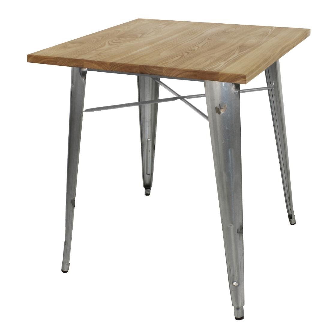 Bolero Bistro Metal Square Table Steel with Wooden Top 700mm • PAS-GM632