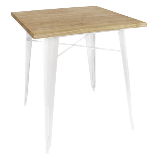 Bolero Bistro Metal Square Table White with Wooden Top 700mm • PAS-GM633