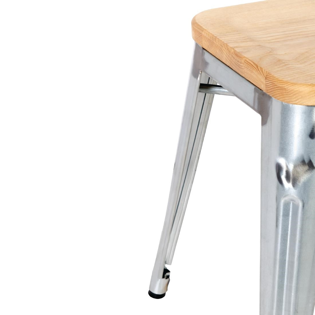 Bolero Bistro Metal Low Bar Stool with Wooden Seat Pad Steel (4 Pack) • PAS-GM634