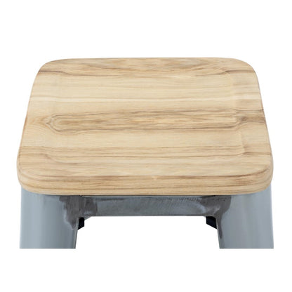 Bolero Bistro High Stools with Wooden Seat Pad Galvanised Steel (4 Pack) (Pack of 4) • PAS-GM638