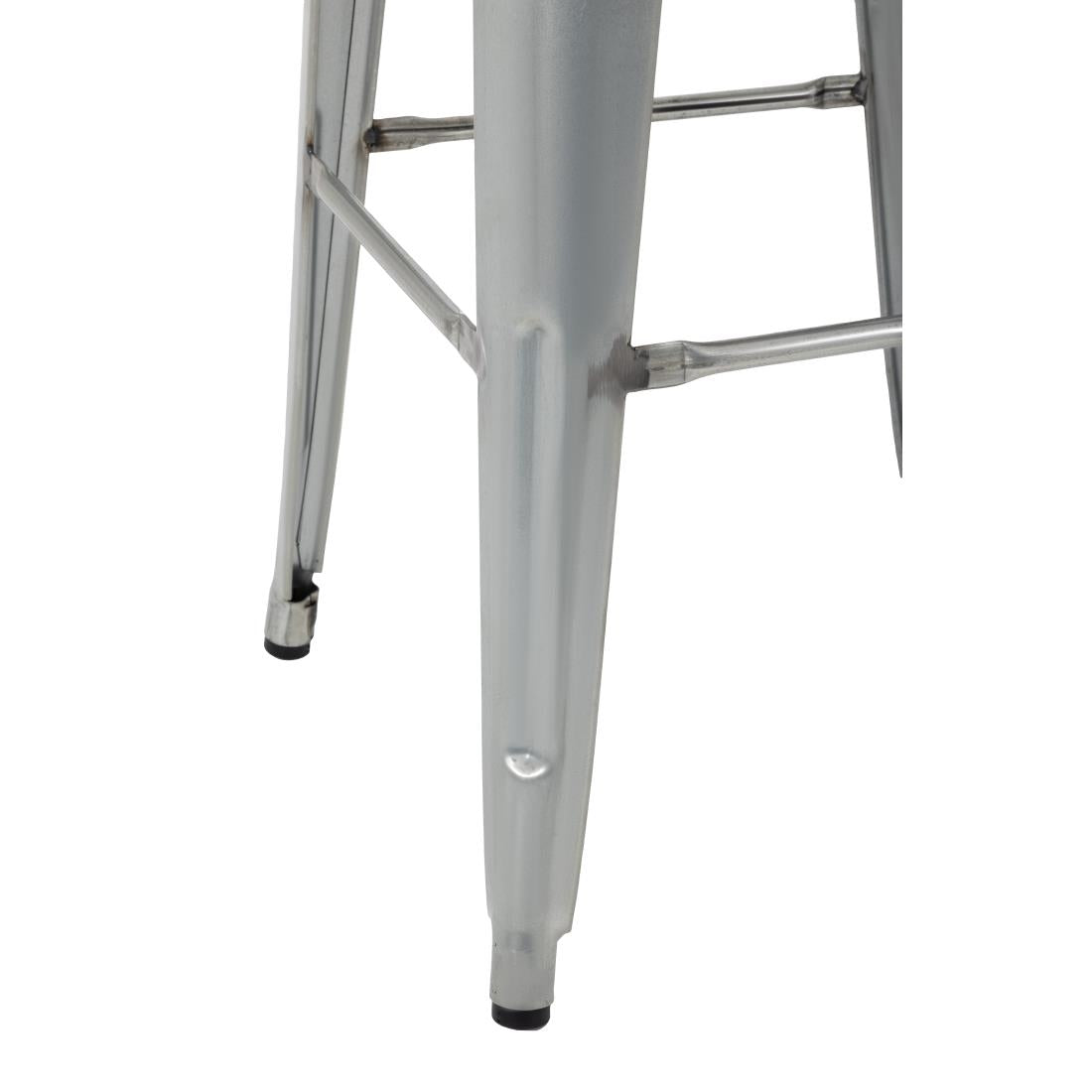 Bolero Bistro High Stools with Wooden Seat Pad Galvanised Steel (4 Pack) • PAS-GM638
