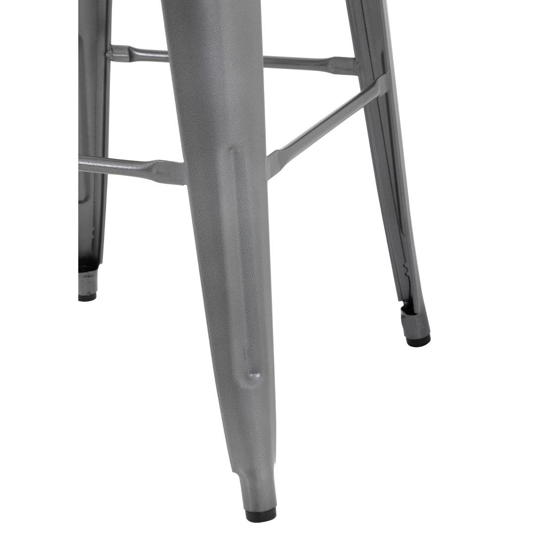 Bolero Bistro Metal High Bar Stool with Wooden Seat Pad Steel (Pack of 4) • PAS-GM639