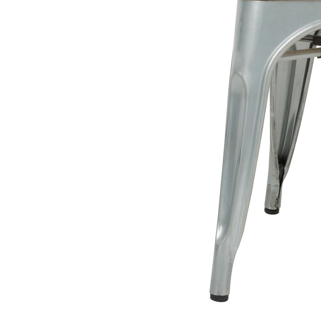 Bolero Bistro Side Chairs with Wooden Seat Pad Galvanised Steel (4 Pack) • PAS-GM642