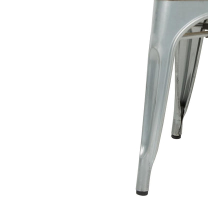 Bolero Bistro Side Chairs with Wooden Seat Pad Galvanised Steel (4 Pack) • PAS-GM642