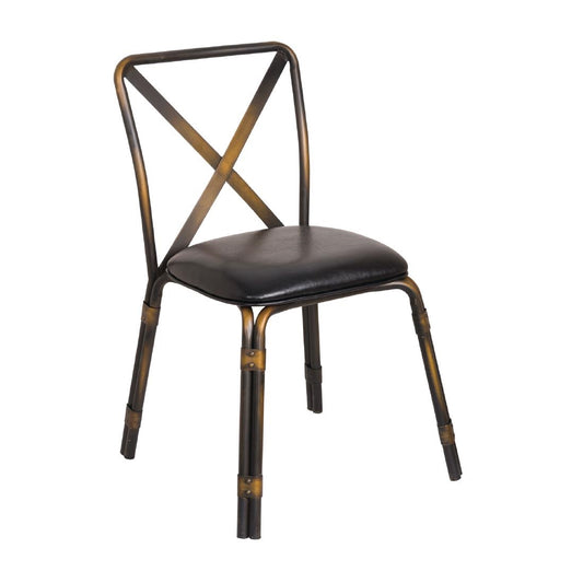 Bolero Antique Copper Steel Chairs with Black PU Seat (4 Pack) (Pack of 4) • PAS-GM648