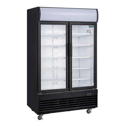 Polar G-Series Upright Hinged Door Display Cooler with Light Box 950Ltr Black • PAS-GM813-A