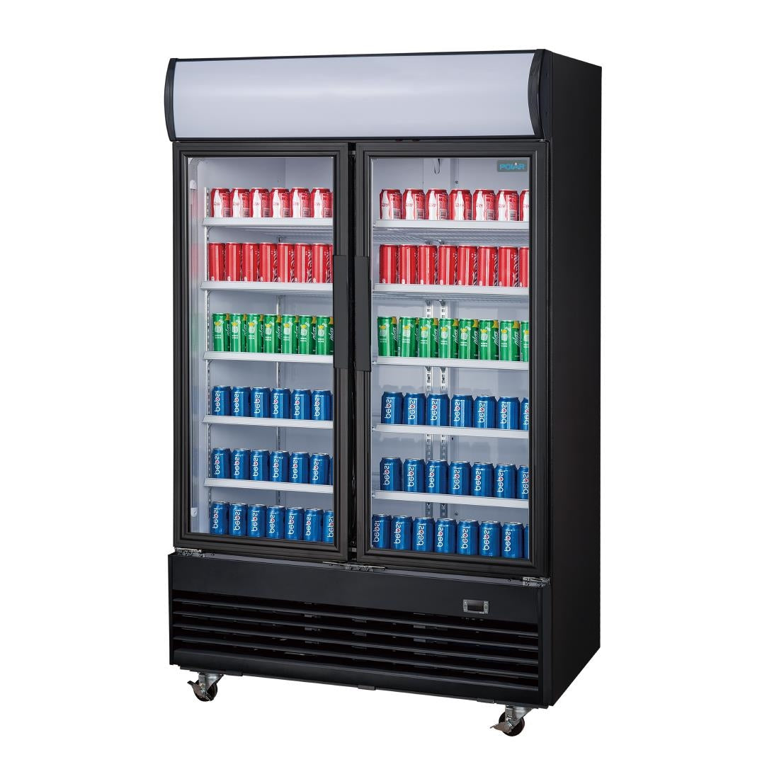 Polar G-Series Upright Hinged Door Display Cooler with Light Box 950Ltr Black • PAS-GM813-A