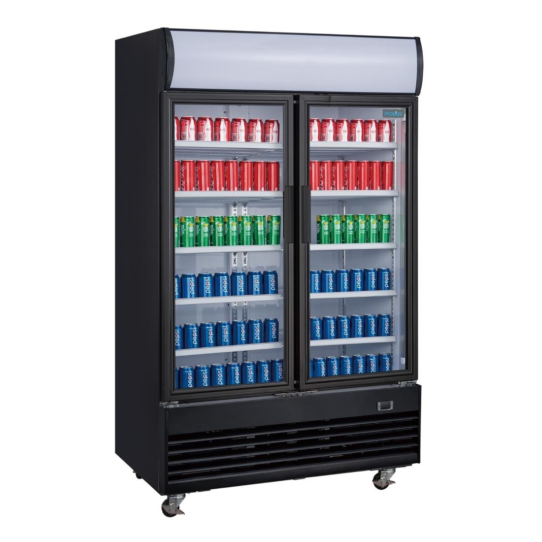 Polar G-Series Upright Hinged Door Display Cooler with Light Box 950Ltr Black • PAS-GM813-A