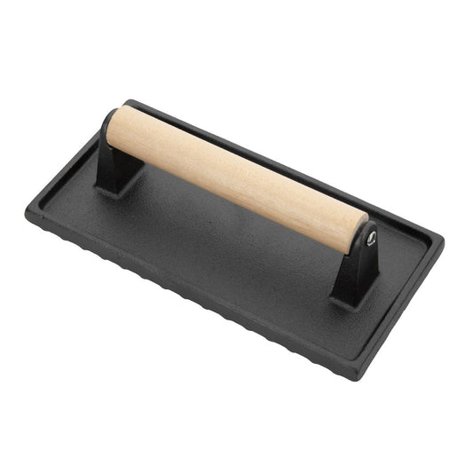 Vogue Cast Iron Steak Weight with Wood Handle • PAS-GN770