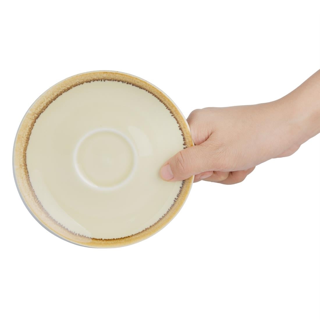 Olympia Kiln Cappuccino Saucer Sandstone 140mm (6 Pack) (Pack of 6) • PAS-GP331