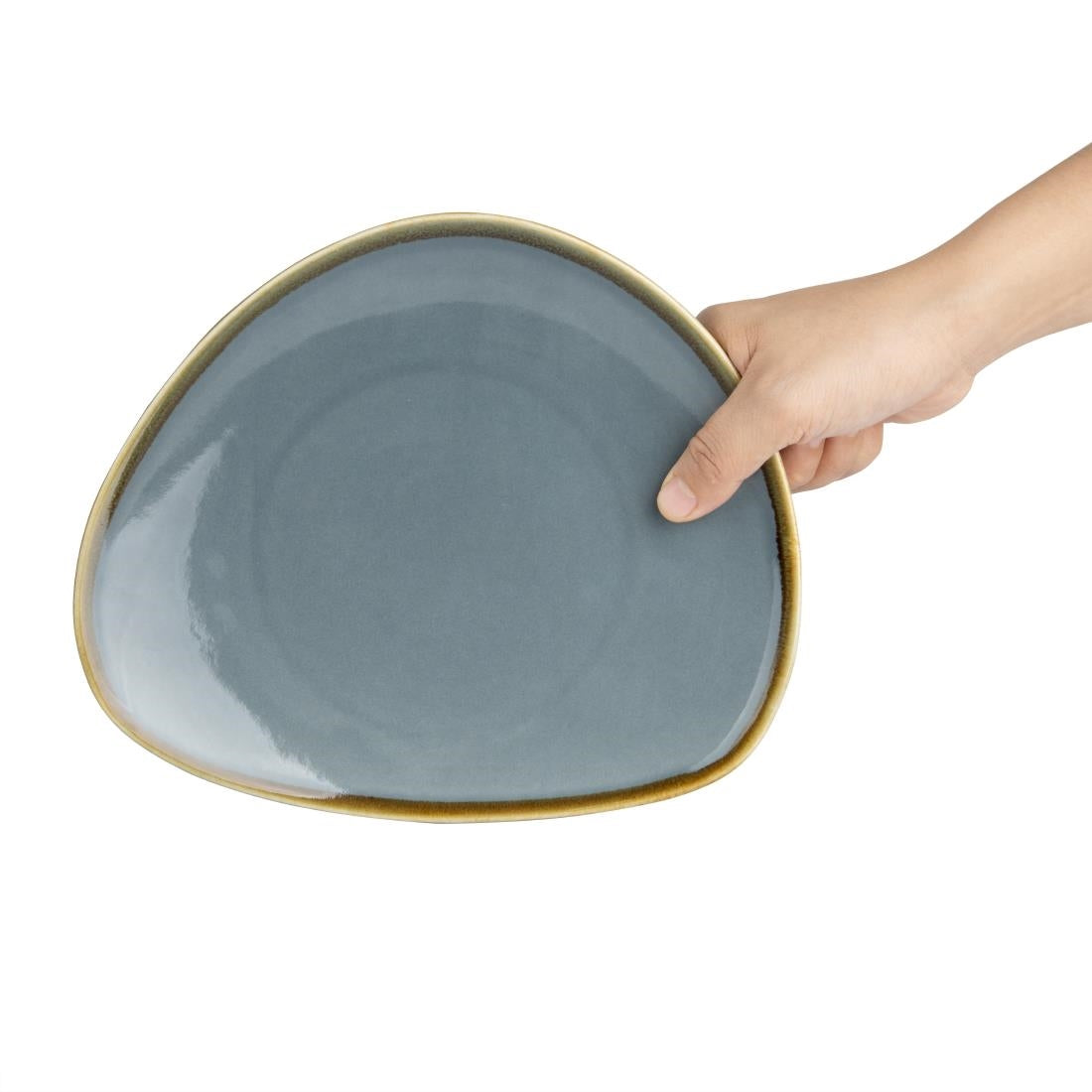 Olympia Kiln Triangular Plate Ocean 230mm (6 Pack) (Pack of 6) • PAS-GP342