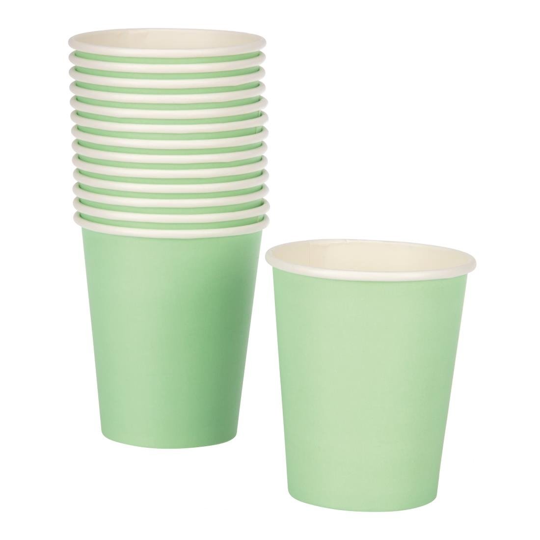 Fiesta Recyclable Takeaway Coffee Cups Single Wall Turquoise 225ml (Pack of 1000) • PAS-GP403