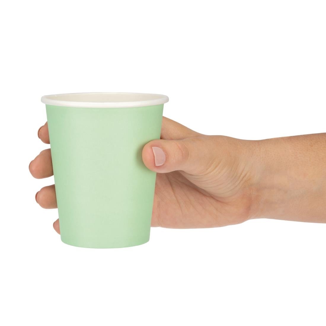 Fiesta Recyclable Takeaway Coffee Cups Single Wall Turquoise 225ml (Pack of 50) • PAS-GP400