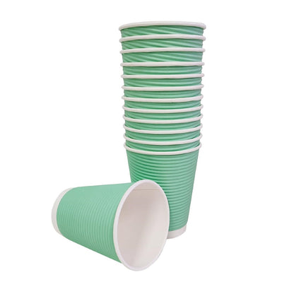 Fiesta Recyclable Takeaway Coffee Cups Ripple Wall Turquoise 225ml (Pack of 500) • PAS-GP421