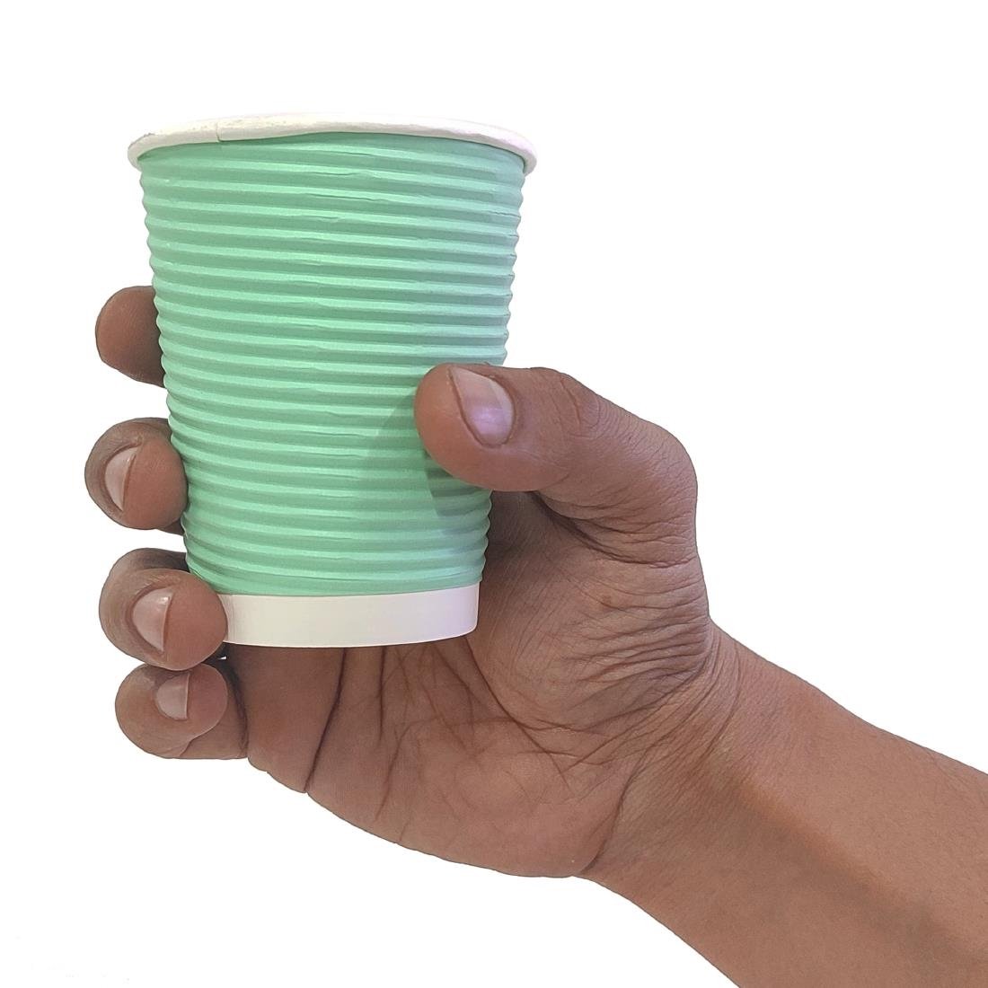 Fiesta Recyclable Takeaway Coffee Cups Ripple Wall Turquoise 225ml (Pack of 500) • PAS-GP421