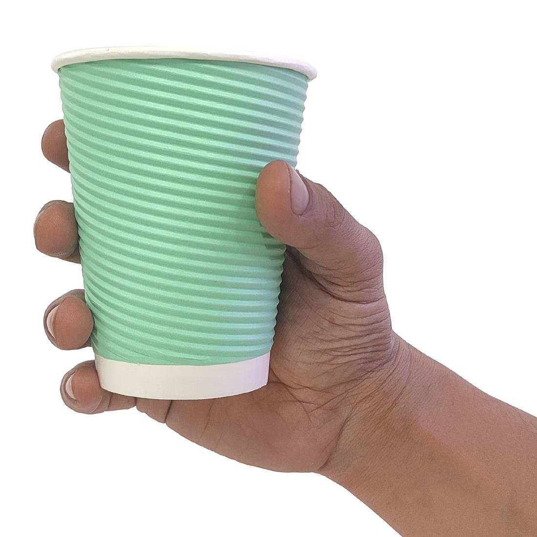 Fiesta Recyclable Takeaway Coffee Cups Ripple Wall Turquoise 340ml (Pack of 500) • PAS-GP422