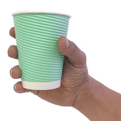 Fiesta Recyclable Hot Cup Ripple Wall Aqua 340ml (500 Pack) (Pack of 500) • PAS-GP422