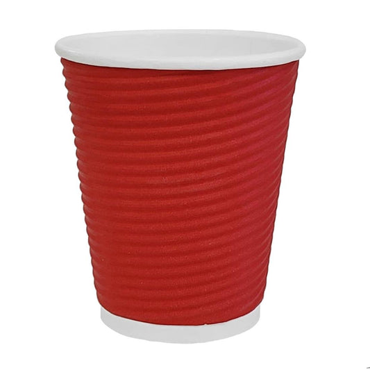 Fiesta Recyclable Takeaway Coffee Cups Ripple Wall Red 225ml (Pack of 500) • PAS-GP427