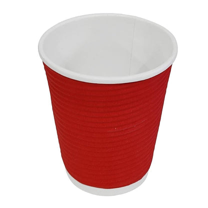 Fiesta Recyclable Takeaway Coffee Cups Ripple Wall Red 225ml (Pack of 25) • PAS-GP424