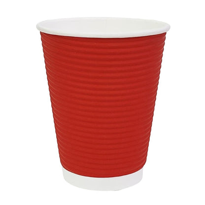 Fiesta Recyclable Takeaway Coffee Cups Ripple Wall Red 340ml (Pack of 25) • PAS-GP425