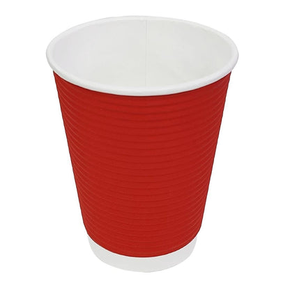 Fiesta Recyclable Takeaway Coffee Cups Ripple Wall Red 340ml (Pack of 500) • PAS-GP428