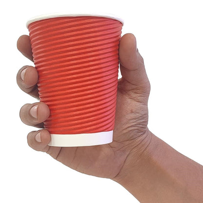 Fiesta Recyclable Takeaway Coffee Cups Ripple Wall Red 340ml (Pack of 500) • PAS-GP428