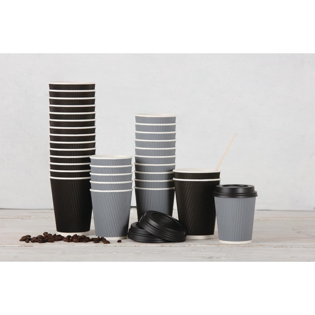 Fiesta Recyclable Coffee Cup Lids Black 225ml (Pack of 1000) • PAS-CW716