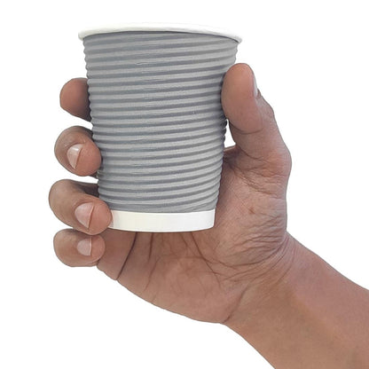 Fiesta Recyclable Takeaway Coffee Cups Ripple Wall Charcoal 225ml (Pack of 25) • PAS-GP430