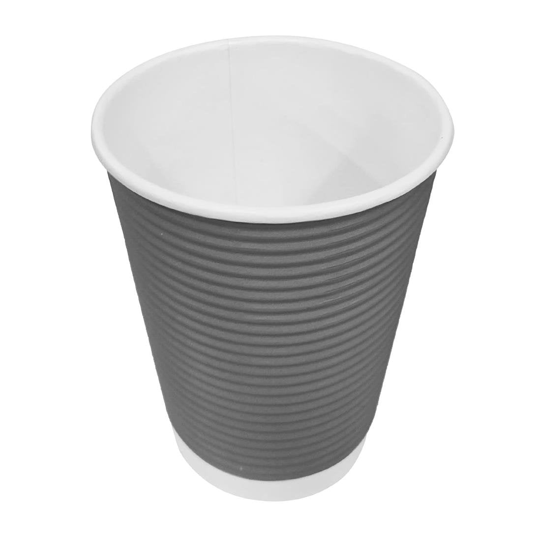 Fiesta Recyclable Takeaway Coffee Cups Ripple Wall Charcoal 225ml (Pack of 25) • PAS-GP430