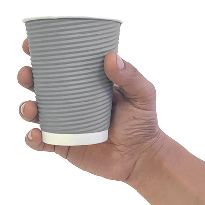 Fiesta Recyclable Takeaway Coffee Cups Ripple Wall Charcoal 340ml (Pack of 25) • PAS-GP431