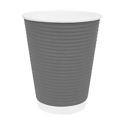 Fiesta Recyclable Hot Cup Ripple Wall Charcoal 340ml (25 Pack) (Pack of 25) • PAS-GP431