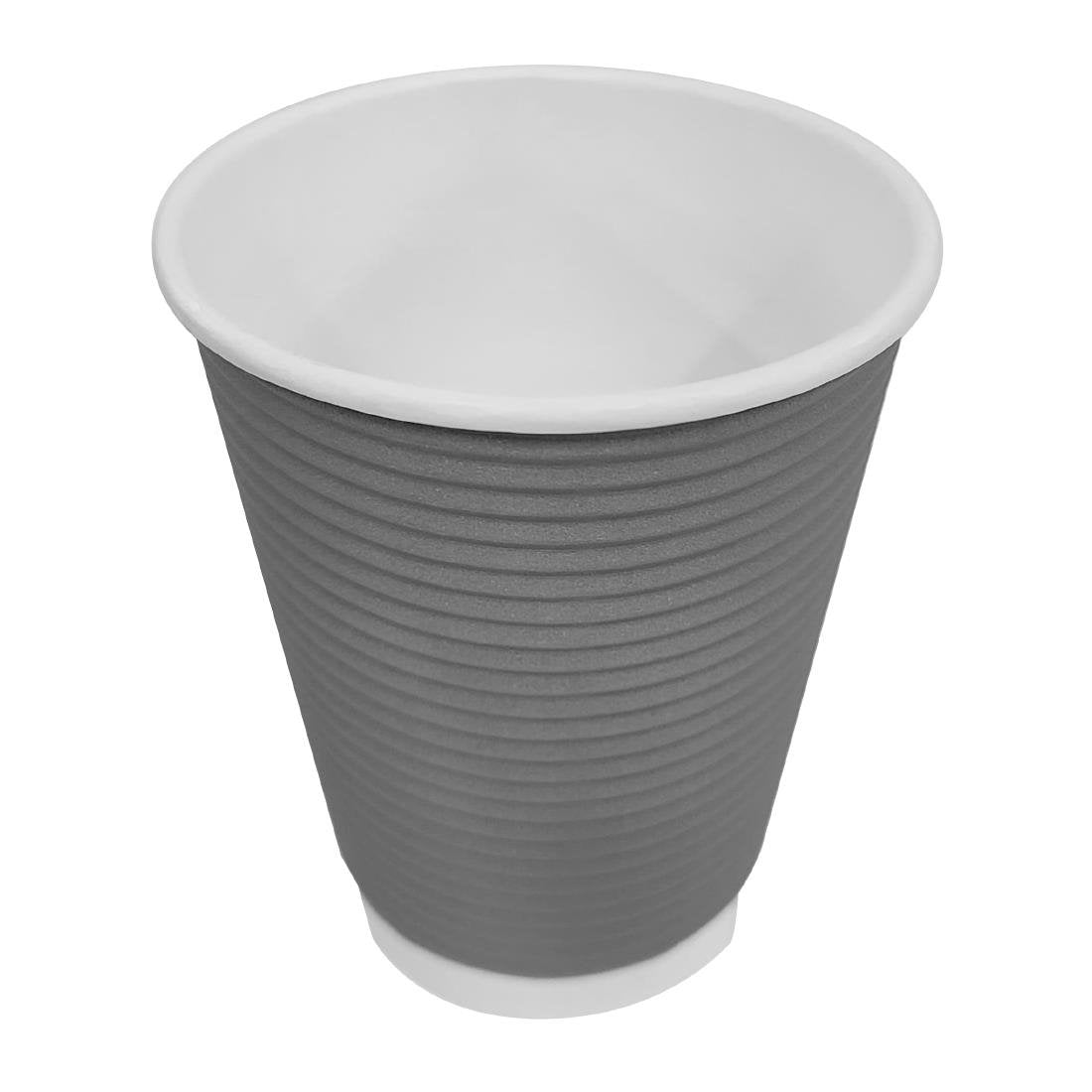 Fiesta Recyclable Takeaway Coffee Cups Ripple Wall Charcoal 340ml (Pack of 25) • PAS-GP431