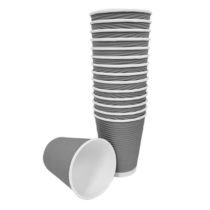 Fiesta Recyclable Hot Cup Ripple Wall Charcoal 340ml (25 Pack) (Pack of 25) • PAS-GP431