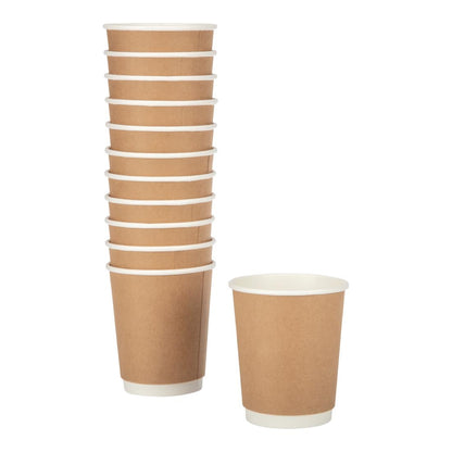 Fiesta Recyclable Takeaway Coffee Cups Double Wall Kraft 225ml (Pack of 500) • PAS-GP439