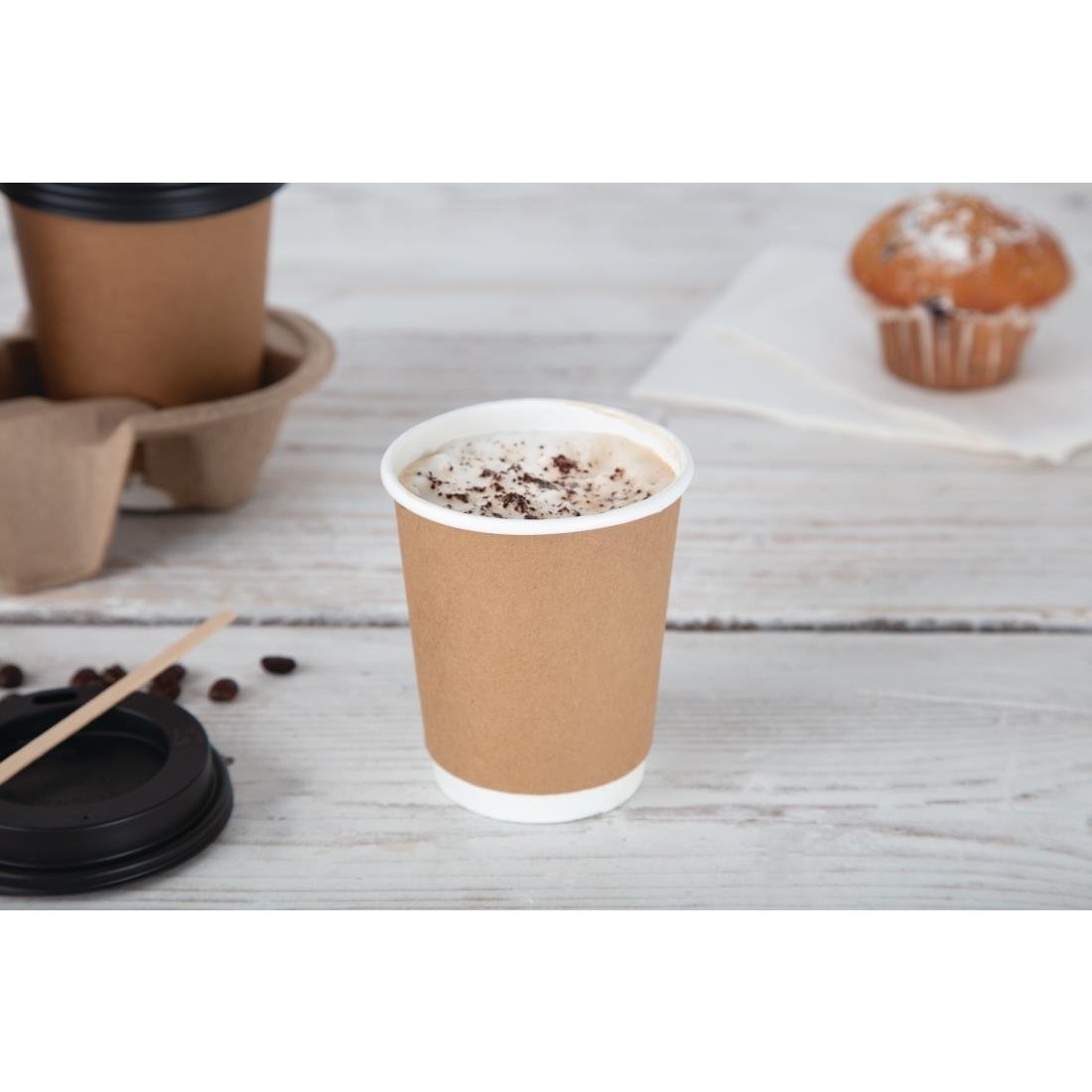 Fiesta Recyclable Coffee Cup Lids Black 225ml / 8oz (Pack of 1000) • PAS-CW716