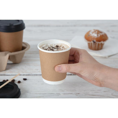 Fiesta Recyclable Takeaway Coffee Cups Double Wall Kraft 225ml (Pack of 25) • PAS-GP436