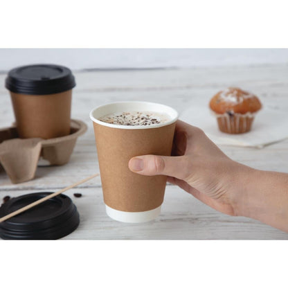 Fiesta Recyclable Coffee Cup Lids Black 340ml and 455ml (Pack of 1000) • PAS-CW718