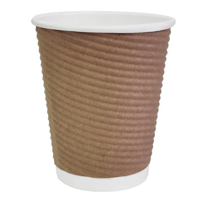 Fiesta Recyclable Takeaway Coffee Cups Ripple Wall Kraft 225ml (Pack of 500) • PAS-GP442