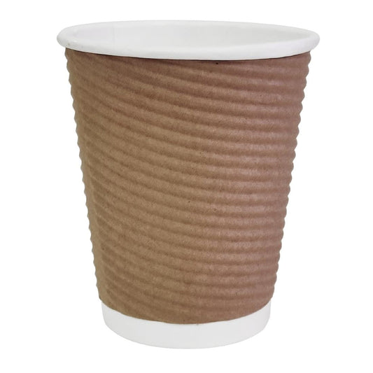 Fiesta Recyclable Hot Cup Ripple Wall Kraft 225ml (500 Pack) (Pack Quantity: 500) • PAS-GP442