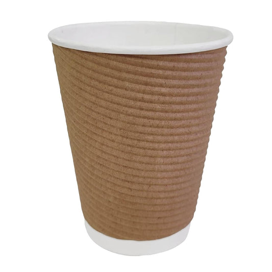 Fiesta Recyclable Hot Cup Ripple Wall Kraft 340ml (500 Pack) (Pack of 500) • PAS-GP444