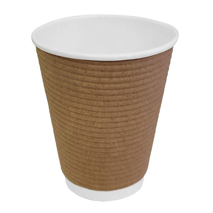 Fiesta Recyclable Takeaway Coffee Cups Ripple Wall Kraft 340ml (Pack of 500) • PAS-GP444