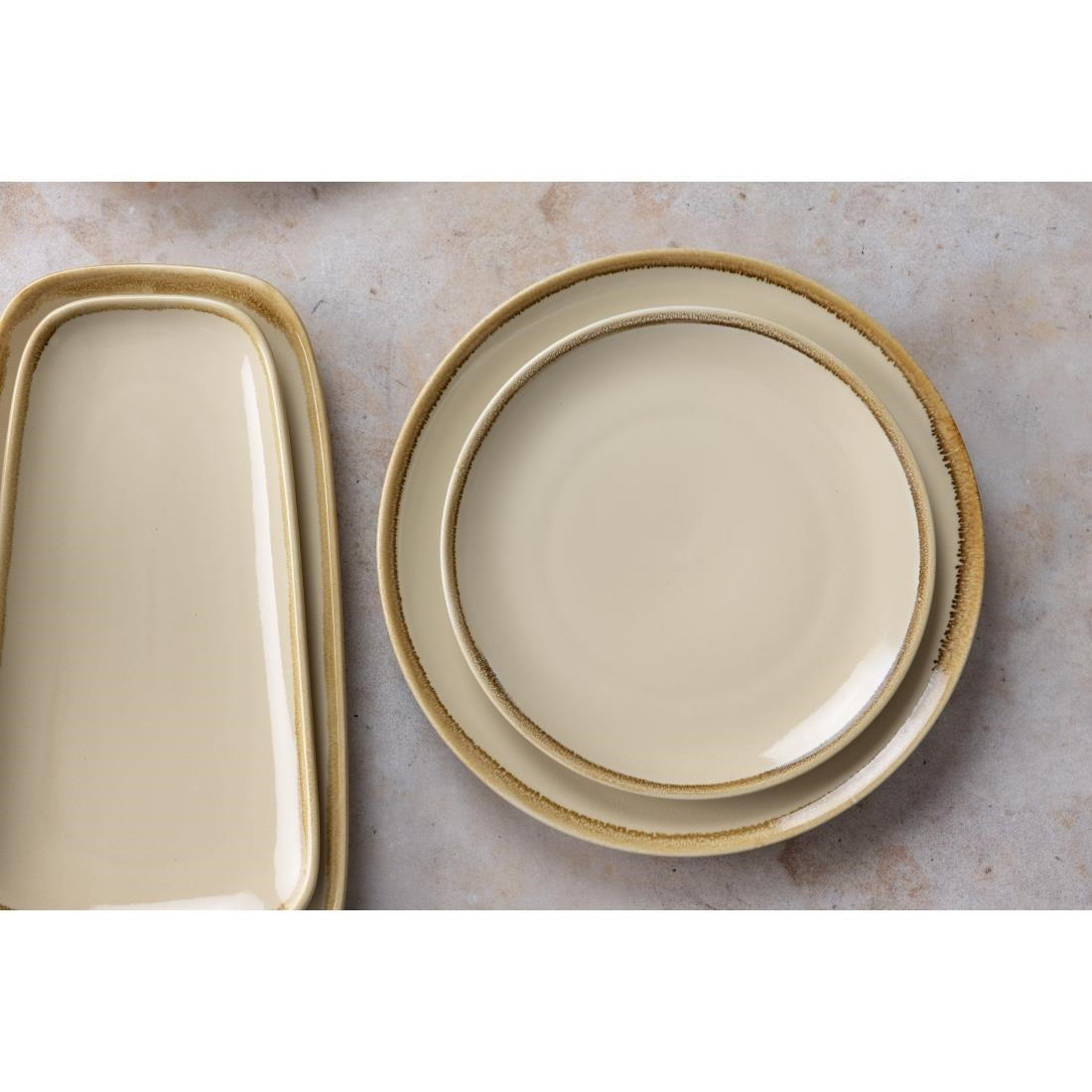 Olympia Kiln Round Coupe Plate Sandstone 230mm (6 Pack) (Pack of 6) • PAS-SA284